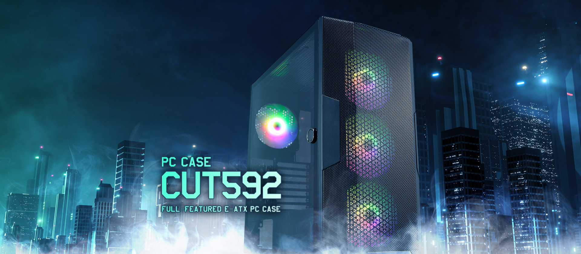 A large marketing image providing additional information about the product FSP CUT592 Full Tower E-ATX Case - Black - Additional alt info not provided